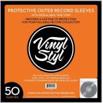 12 Inch Outer Record Sleeves - Resealable Flap - 50 Count (Clear)