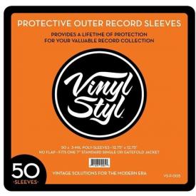 12 Inch Vinyl Record Outer Sleeve Polyethylene - 50 Count (Clear)