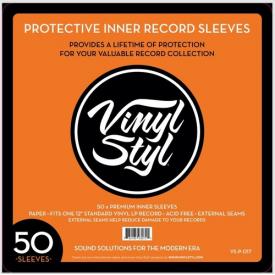 12 Inch Inner Record Sleeves - Square Corner - 50 Count (White)