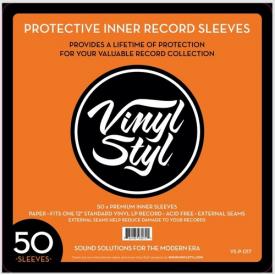 Vinyl Styl 12 Inch Inner Record Sleeves - Square Corner - 50 Count (White)