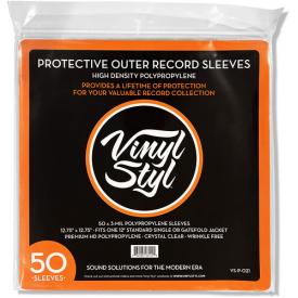 12 Inch Outer Record Sleeves - Easy Open - 50 Count (Crystal Clear)