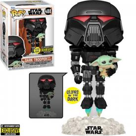 Star Wars: The Mandalorian Dark Trooper with Grogu Glow-in-the-Dark Pop! Vinyl Figure - Entertainmen